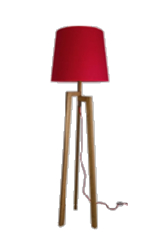 LAMPARA DE PIE MADERA C/PANTALLA NATURAL 410C/P